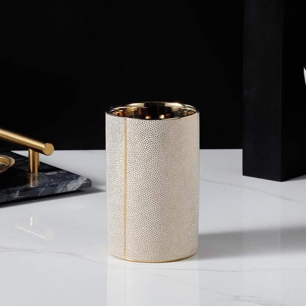 Bathroom Elegant Accessory Set | Bathroom Accessories Set with Gold Accents