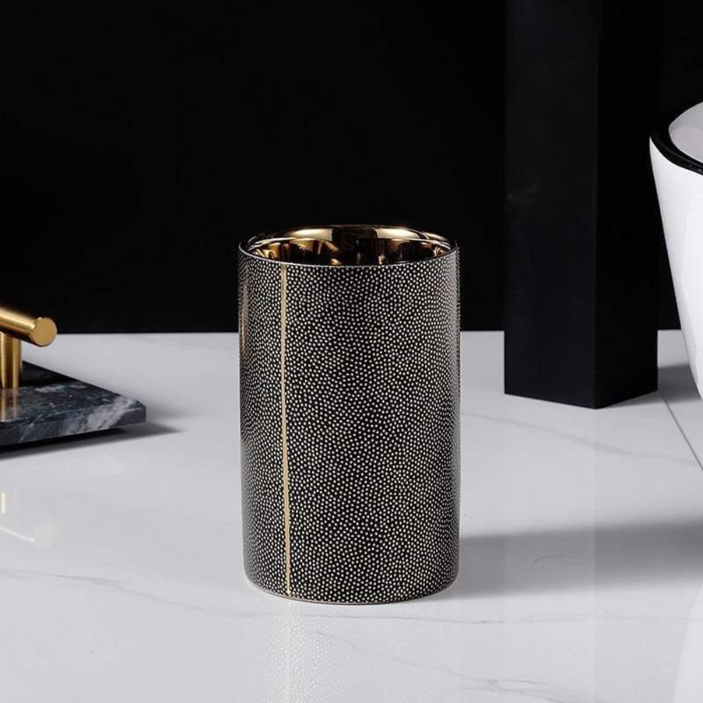 Bathroom Elegant Accessory Set | Bathroom Accessories Set with Gold Accents