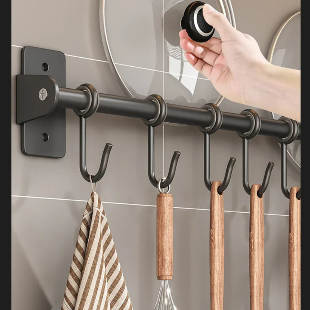 Kitchen Space Saving Hook Rack | Modern Steel Utensil Organizer