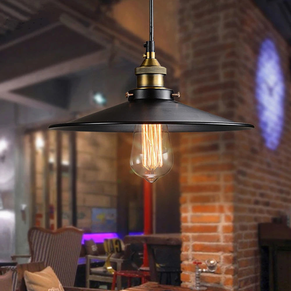 NordicGlow™ Vintage Metal Pendant Light – Black Iron Ceiling Lamp for Modern Interiors