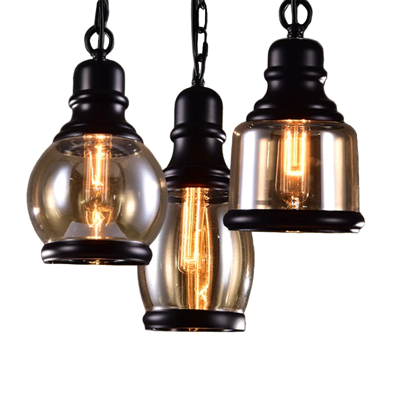 Vintage Amber Glass Pendant Light – Industrial E27 Hanging Lamp for Kitchen, Bar & Café
