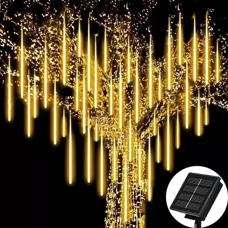 Meteor Shower Solar String Lights – Waterproof LED Outdoor Garden Decoration