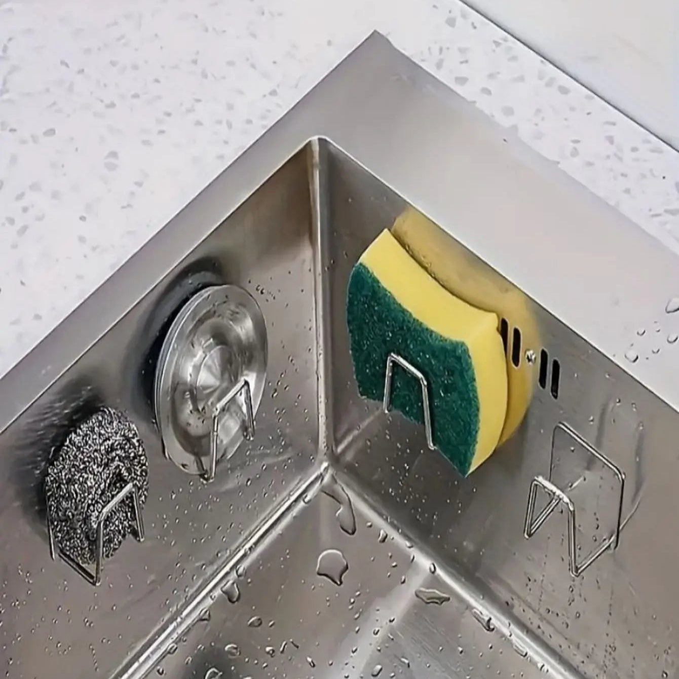 Sink Sponge Holder – Stainless Steel Wall Mounted Rack for Kitchen Organization