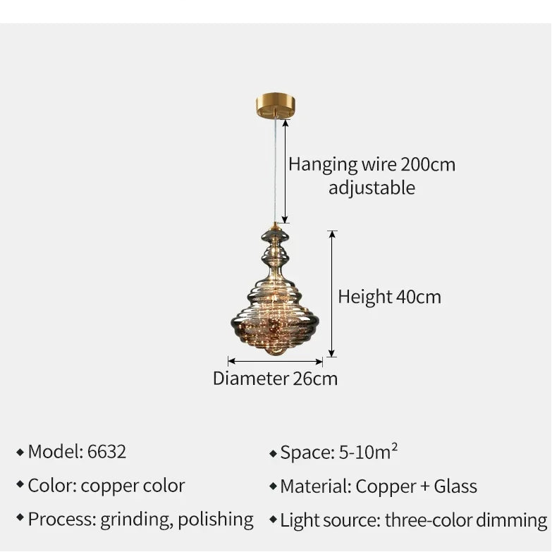 Modern Gold Copper Pendant Light – Elegant LED Ceiling Fixture for Bedroom & Living Room
