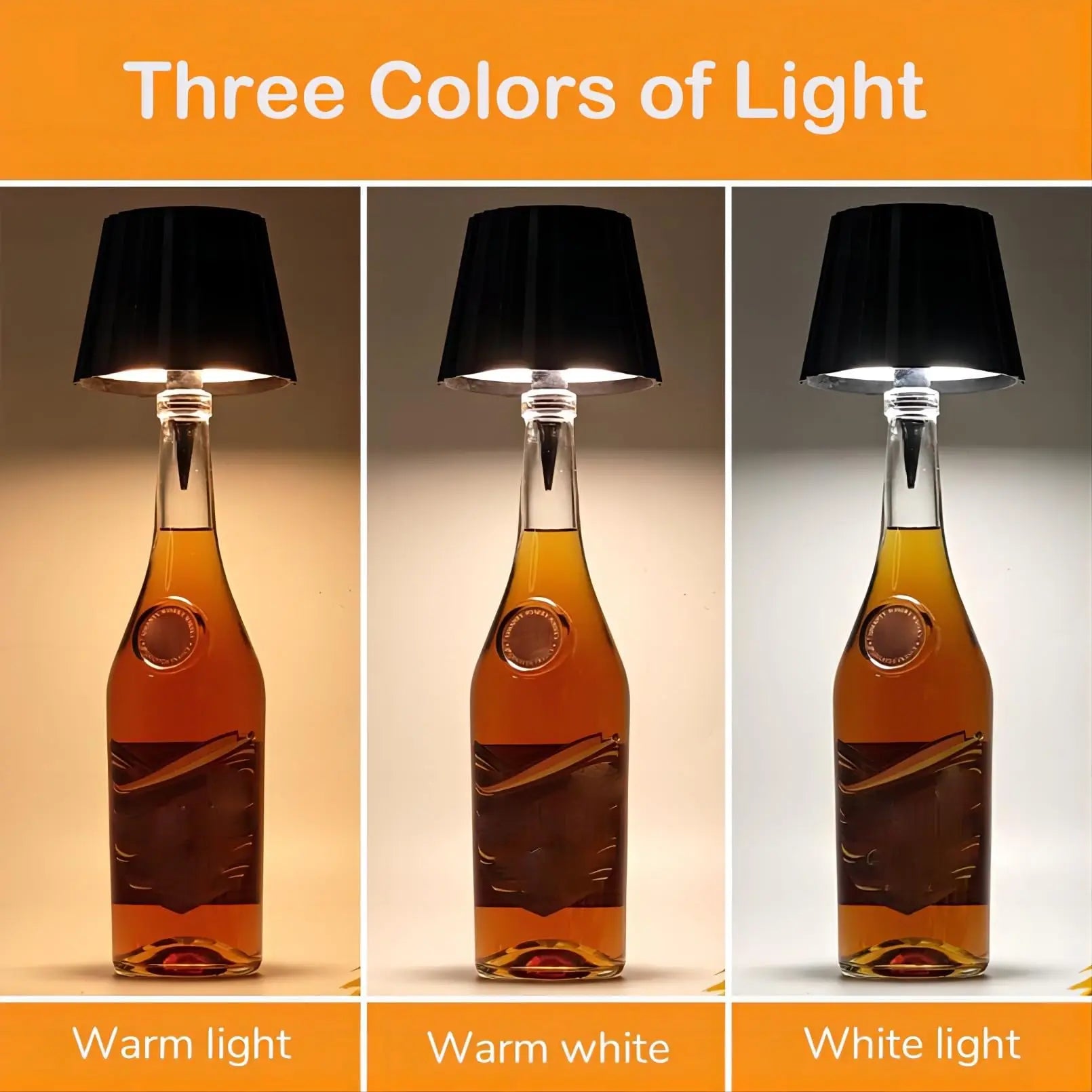 Rechargeable LED Bottle Table Lamp – Touch Control, Dimmable & Portable Light for Home Decor