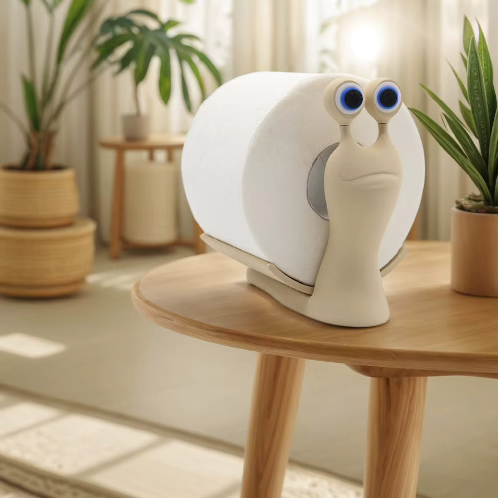 Snail-Shaped Toilet Paper Holder – Cute Bathroom Tissue Dispenser & Desk Organizer