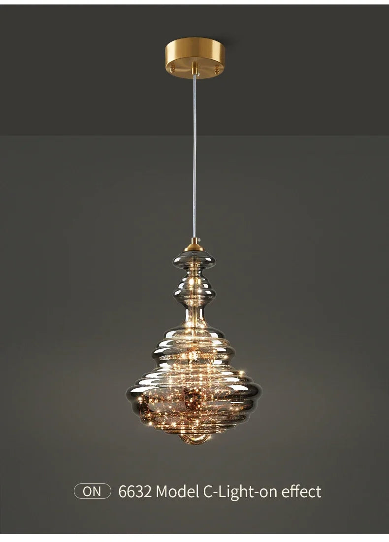 Modern Gold Copper Pendant Light – Elegant LED Ceiling Fixture for Bedroom & Living Room