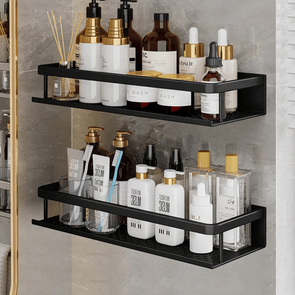 Bathroom Black Shower Caddy | Modern Space Saving Design - Kyrafy