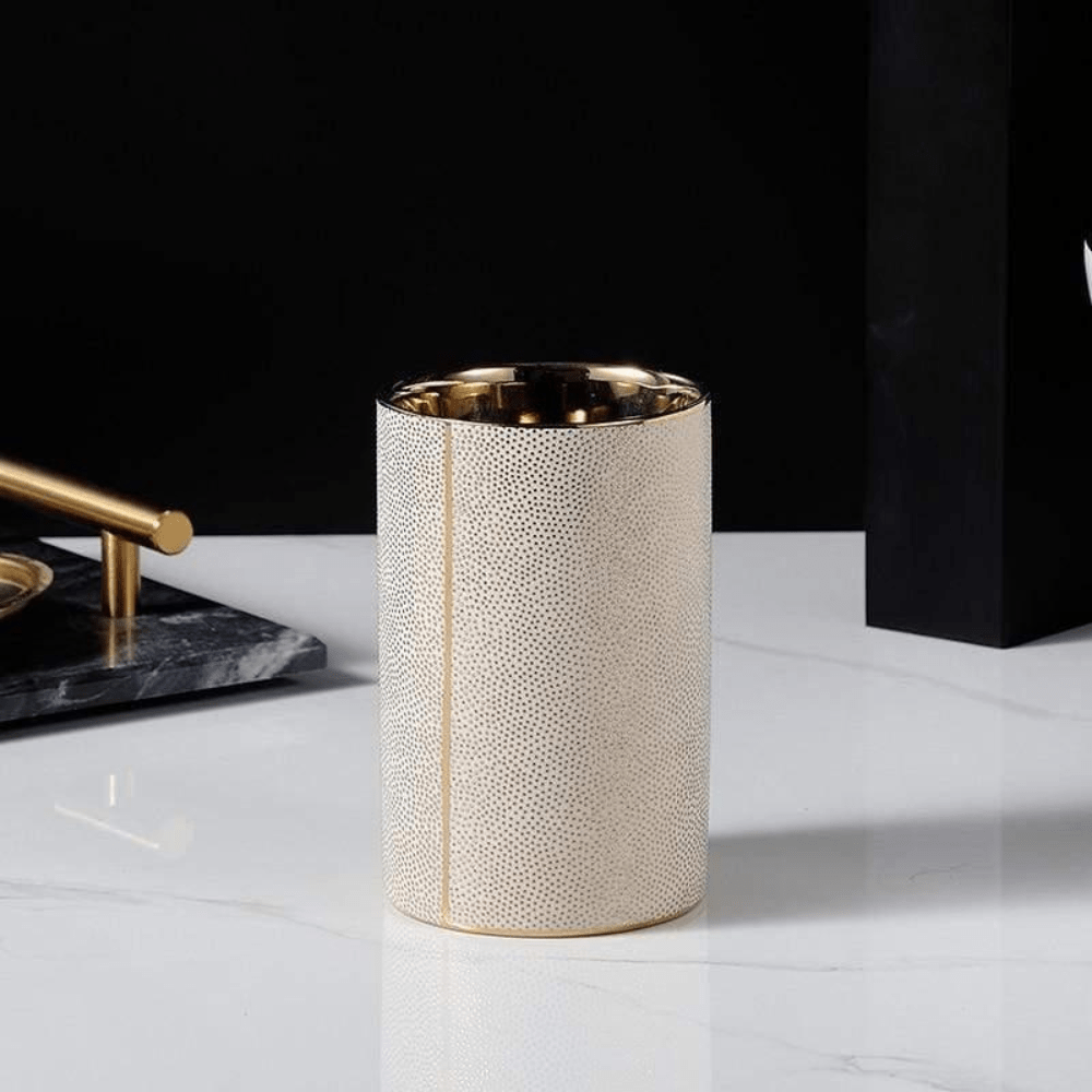 Bathroom Elegant Accessory Set | Bathroom Accessories Set with Gold Accents - Kyrafy