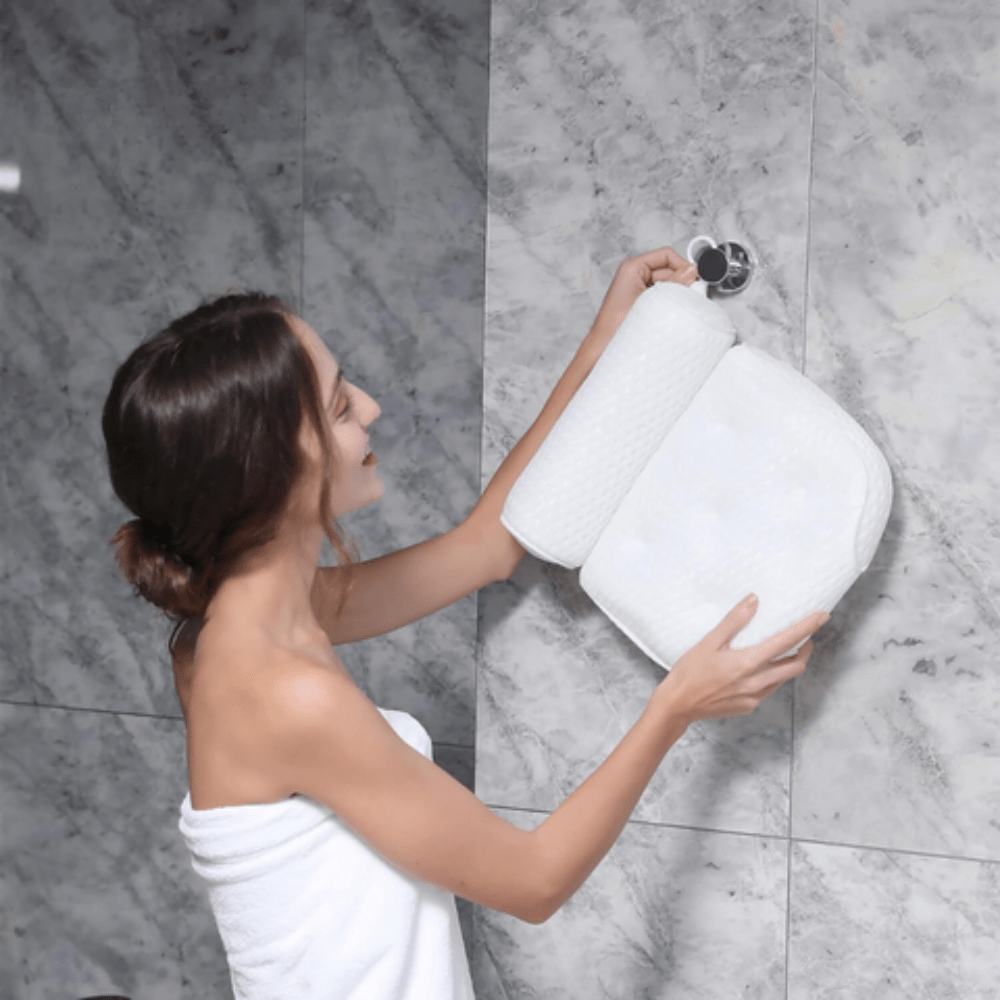 Bathroom Ergonomic Bath Pillow | Comfortable Tub Cushion with Suction Cups - Kyrafy
