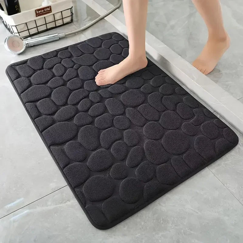 Cobblestone Memory Foam Bath Mat – Non - Slip, Water - Absorbent & Soft Bathroom Rug - Kyrafy