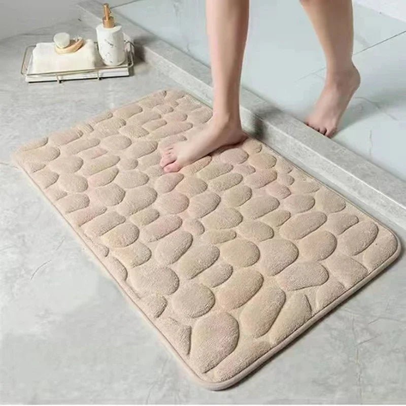 Cobblestone Memory Foam Bath Mat – Non - Slip, Water - Absorbent & Soft Bathroom Rug - Kyrafy