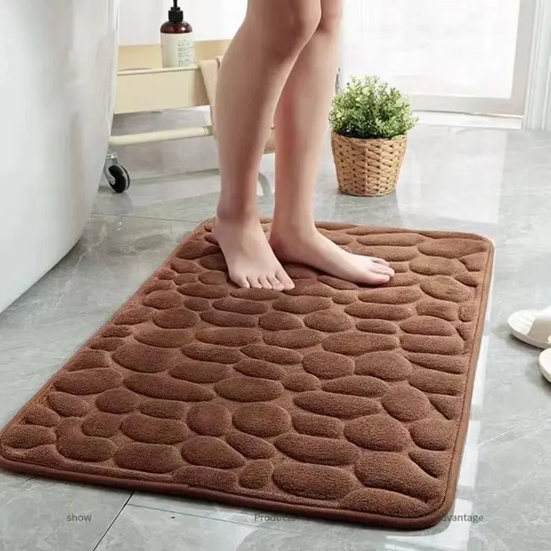 Cobblestone Memory Foam Bath Mat – Non - Slip, Water - Absorbent & Soft Bathroom Rug - Kyrafy
