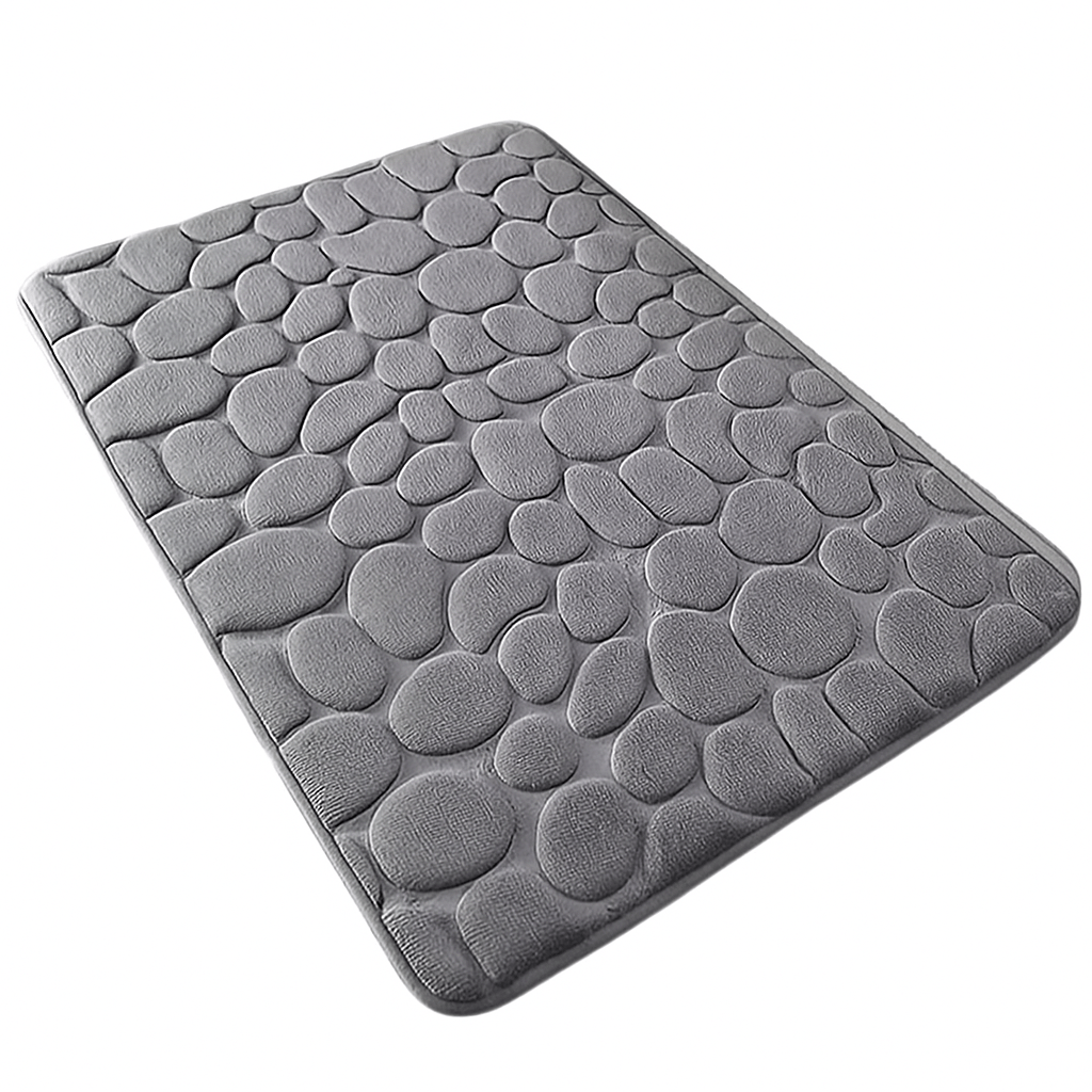 Cobblestone Memory Foam Bath Mat – Non - Slip, Water - Absorbent & Soft Bathroom Rug - Kyrafy