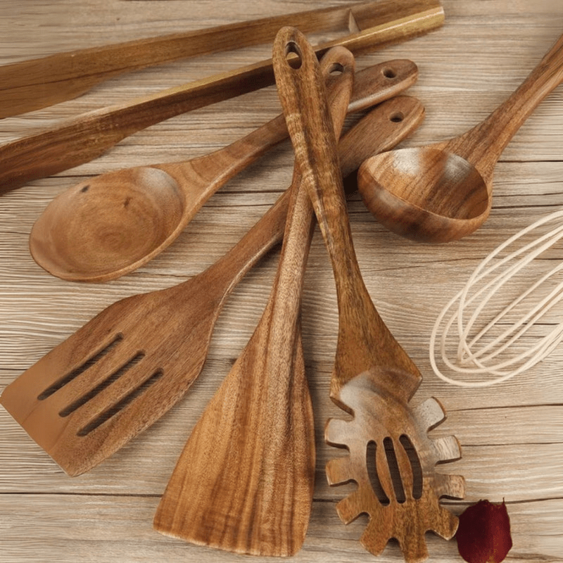 Kitchen Essential Wooden Utensil Set | 7 Piece Cooking Tools - Kyrafy