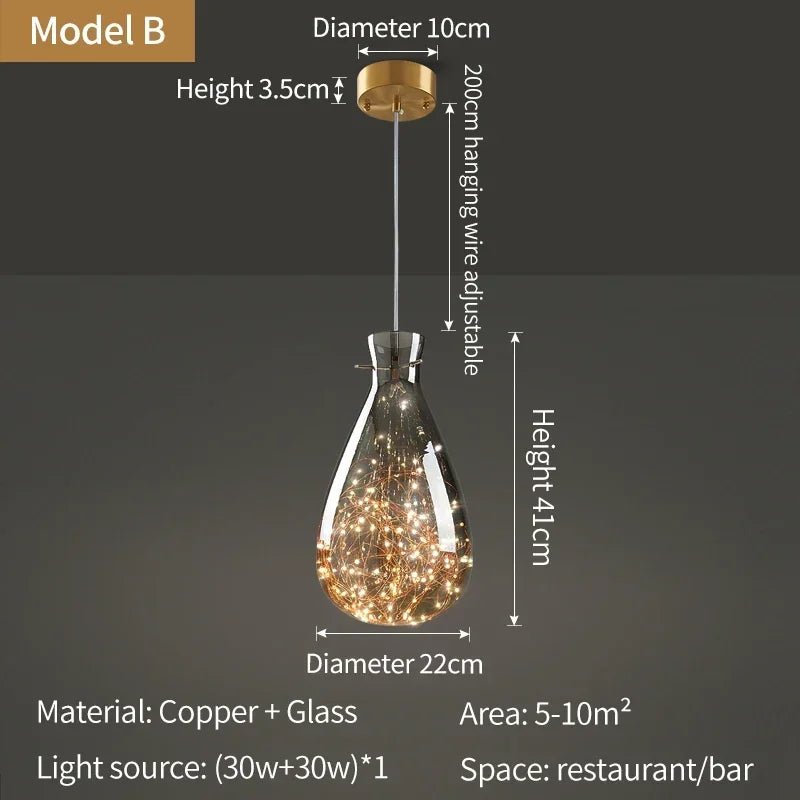 Modern Gold Copper Pendant Light – Elegant LED Ceiling Fixture for Bedroom & Living Room - Kyrafy