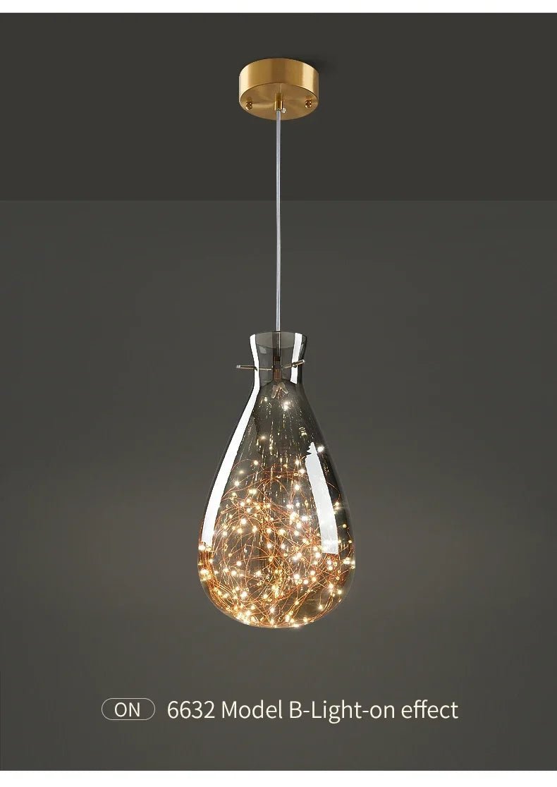 Modern Gold Copper Pendant Light – Elegant LED Ceiling Fixture for Bedroom & Living Room - Kyrafy