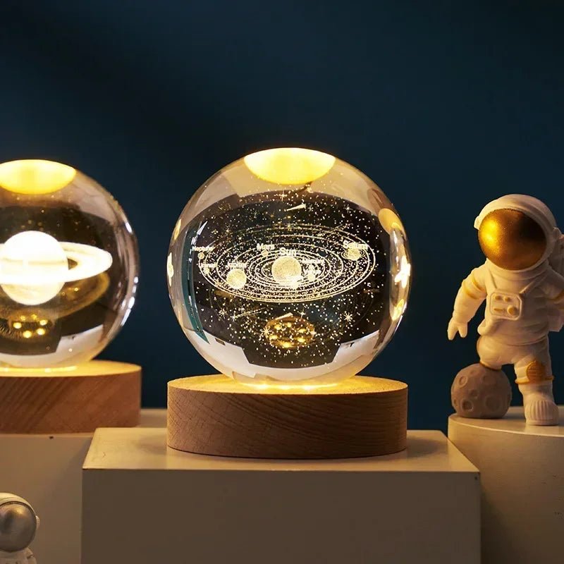Moon Crystal Sphere Lamp – 3D Galaxy Glass Globe Night Light for Home & Bedroom Décor - Kyrafy
