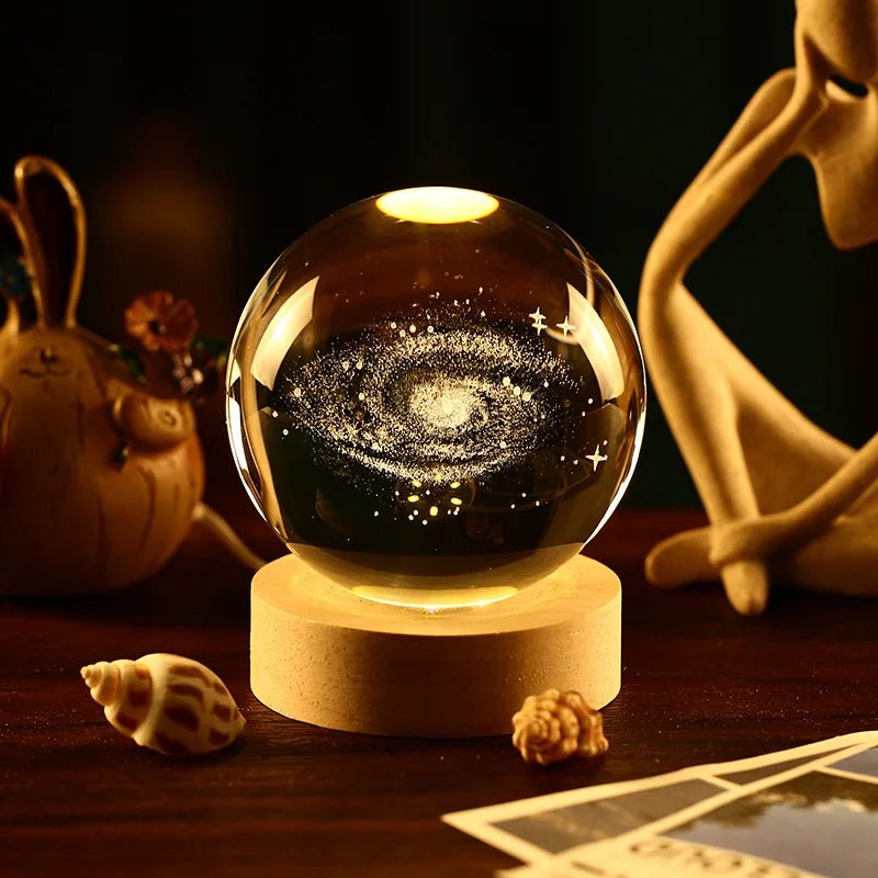 Moon Crystal Sphere Lamp – 3D Galaxy Glass Globe Night Light for Home & Bedroom Décor - Kyrafy