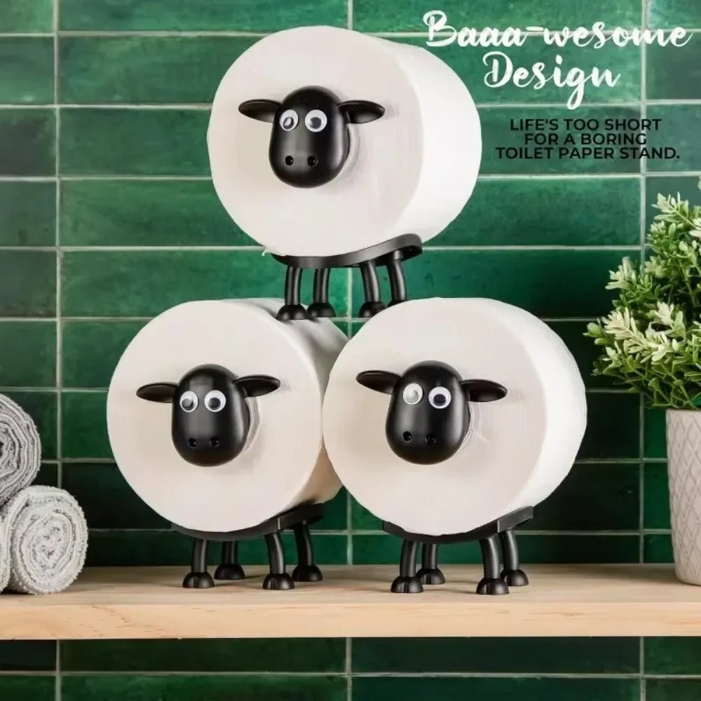 Sheep Toilet Paper Holder – Cute Decorative Bathroom Tissue Dispenser, Freestanding Plastic Roll Organizer - Kyrafy
