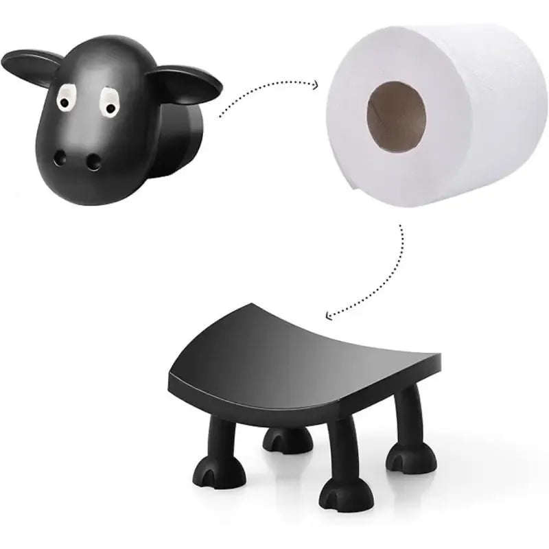 Sheep Toilet Paper Holder – Cute Decorative Bathroom Tissue Dispenser, Freestanding Plastic Roll Organizer - Kyrafy