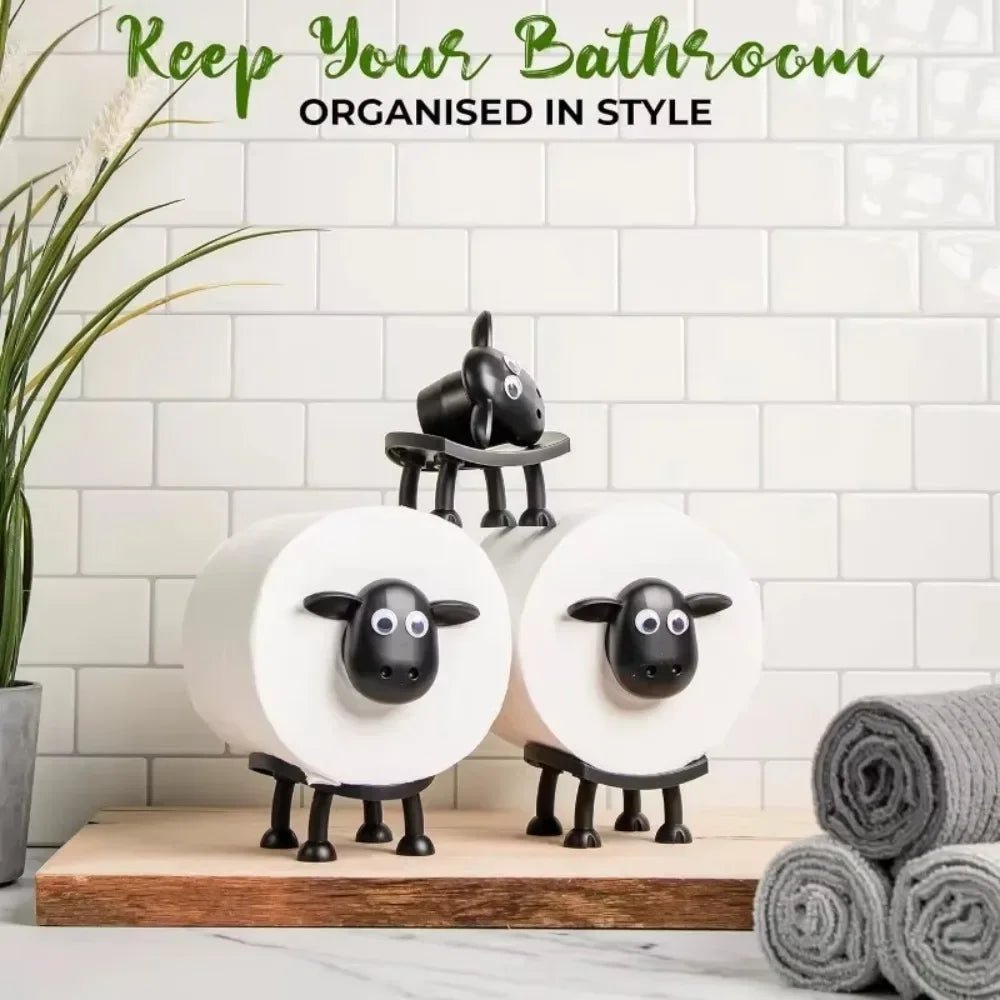 Sheep Toilet Paper Holder – Cute Decorative Bathroom Tissue Dispenser, Freestanding Plastic Roll Organizer - Kyrafy