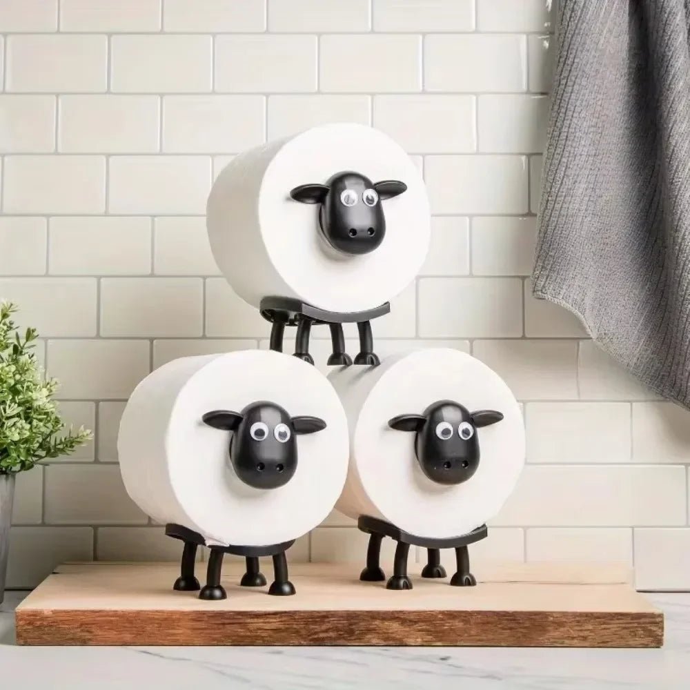 Sheep Toilet Paper Holder – Cute Decorative Bathroom Tissue Dispenser, Freestanding Plastic Roll Organizer - Kyrafy