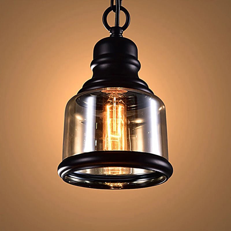 Vintage Amber Glass Pendant Light – Industrial E27 Hanging Lamp for Kitchen, Bar & Café - Kyrafy