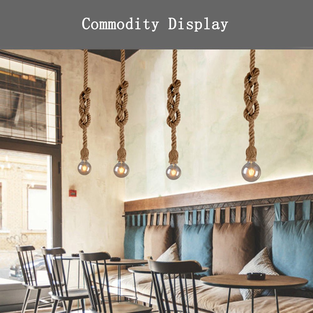 Vintage Twisted Rope Pendant Light - Hand Knitted Hemp for Bedroom & Cafe - Kyrafy