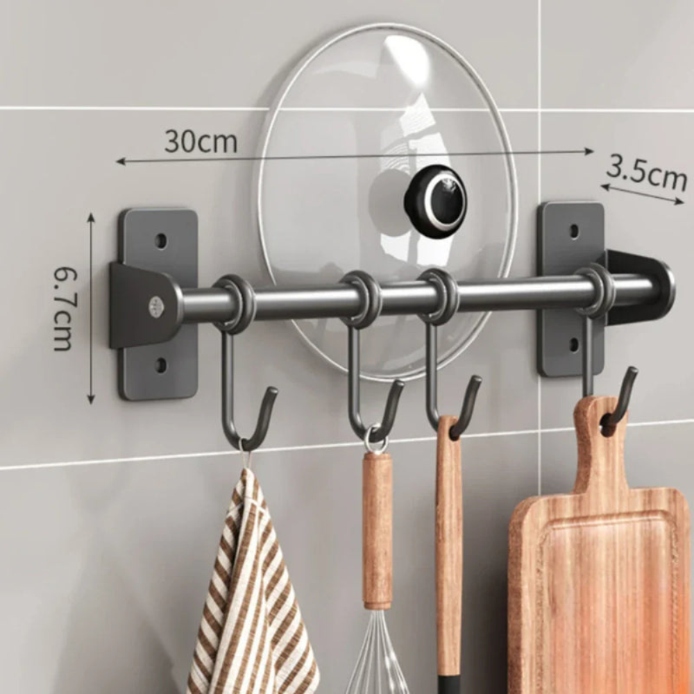 Kitchen Space Saving Hook Rack | Modern Steel Utensil Organizer