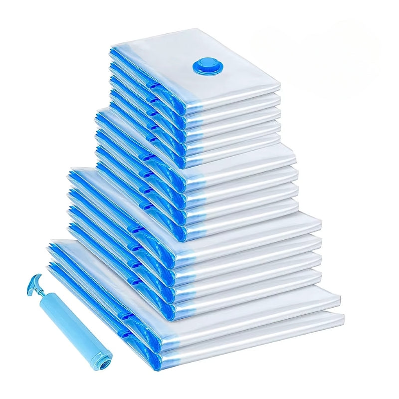 Vacuum Storage Bags Set – 6-Pack Space Saver with Hand Pump for Clothes, Bedding & Travel Organization