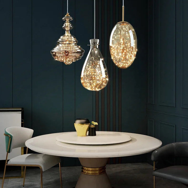 Modern Gold Copper Pendant Light – Elegant LED Ceiling Fixture for Bedroom & Living Room