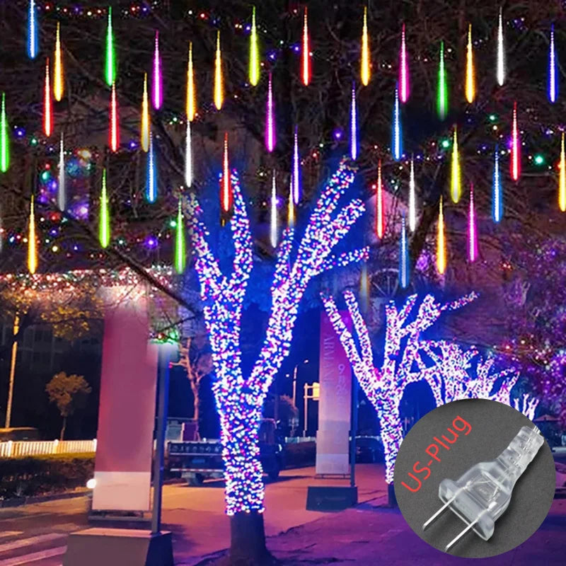 Meteor Shower Solar String Lights – Waterproof LED Outdoor Garden Decoration