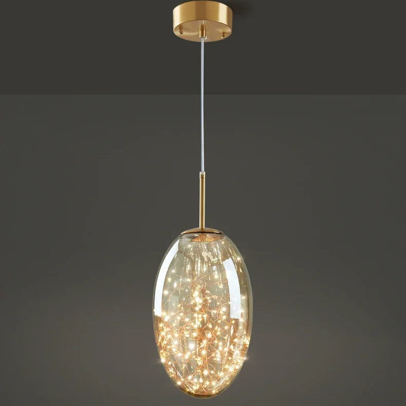 Modern Gold Copper Pendant Light – Elegant LED Ceiling Fixture for Bedroom & Living Room