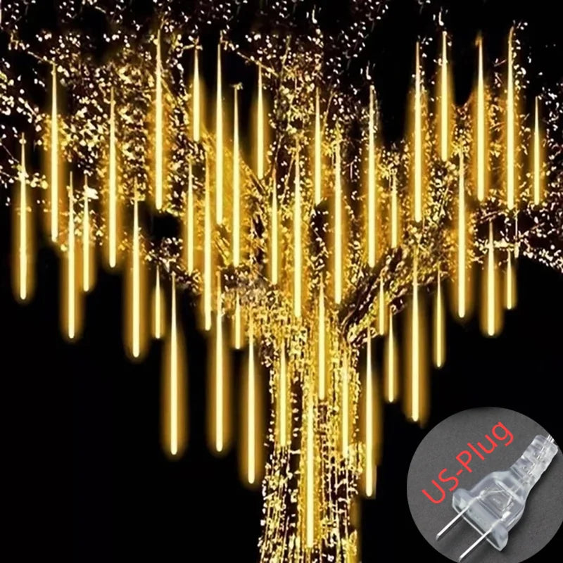 Meteor Shower Solar String Lights – Waterproof LED Outdoor Garden Decoration