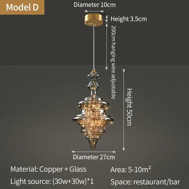Modern Gold Copper Pendant Light – Elegant LED Ceiling Fixture for Bedroom & Living Room