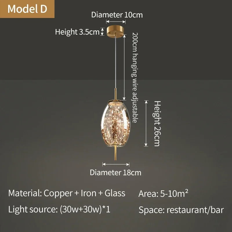 Modern Gold Copper Pendant Light – Elegant LED Ceiling Fixture for Bedroom & Living Room