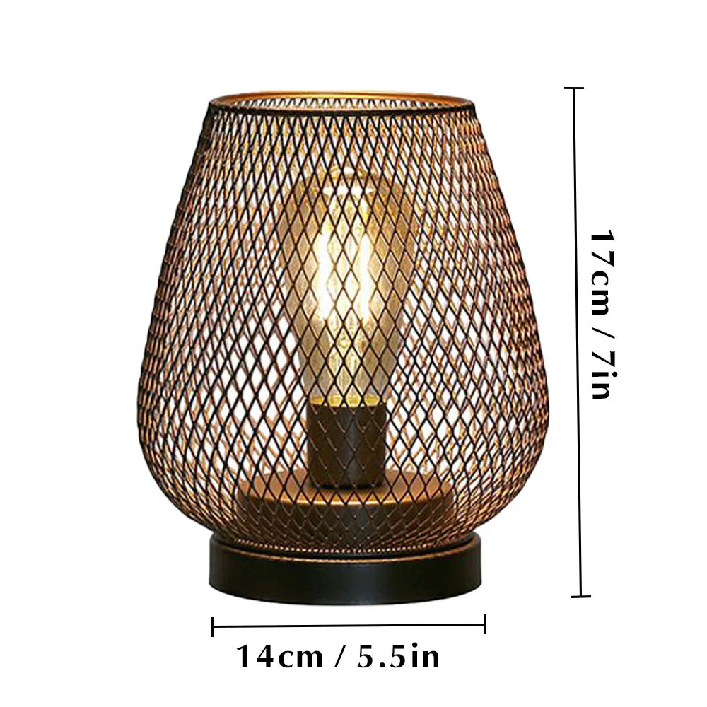 Set of 2 Metal Cage LED Table Lamps | Battery Powered Wireless Lanterns | Indoor & Outdoor Décor