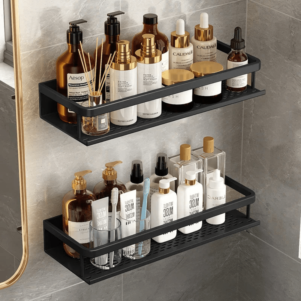 Bathroom Black Shower Caddy | Modern Space Saving Design - Kyrafy