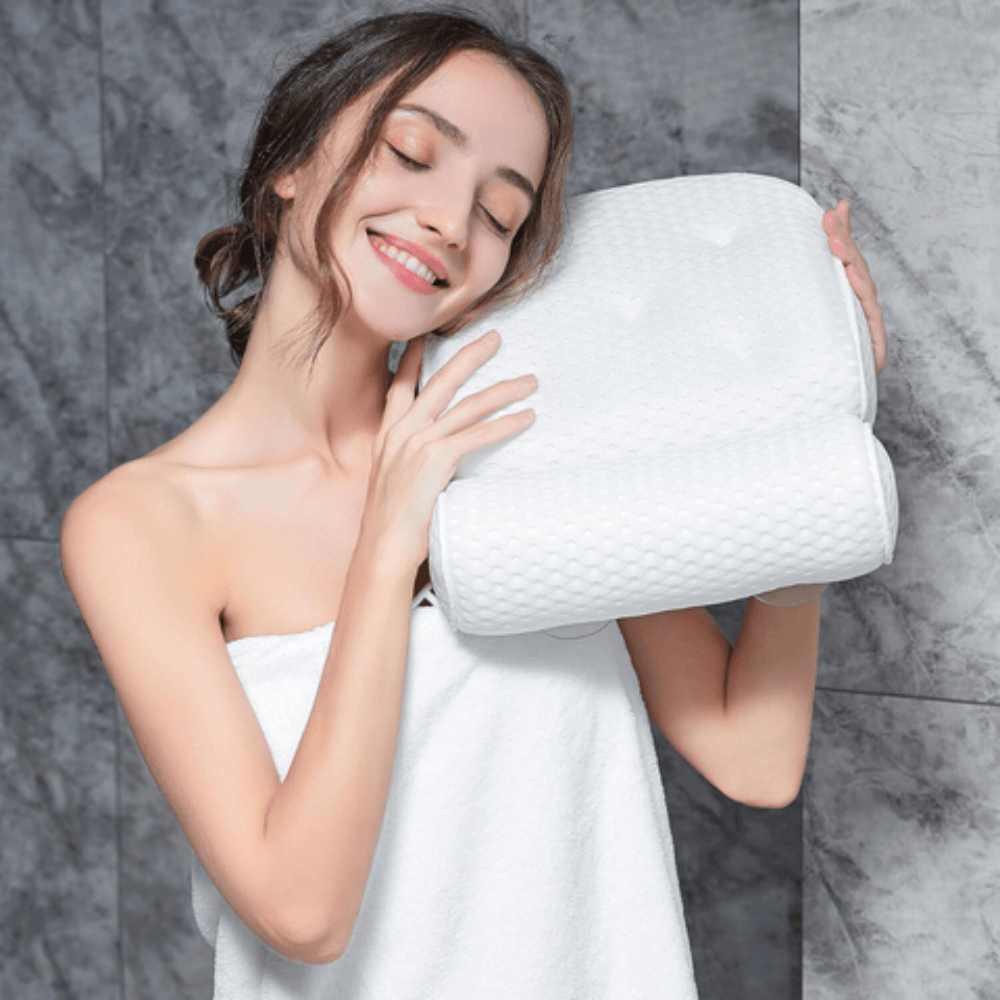 Bathroom Ergonomic Bath Pillow | Comfortable Tub Cushion with Suction Cups - Kyrafy