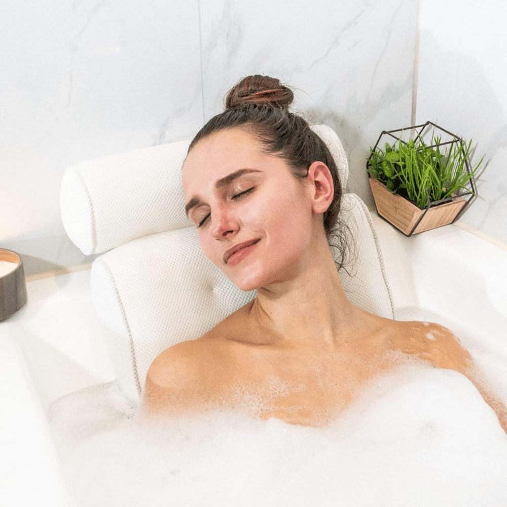 Bathroom Ergonomic Bath Pillow | Comfortable Tub Cushion with Suction Cups - Kyrafy