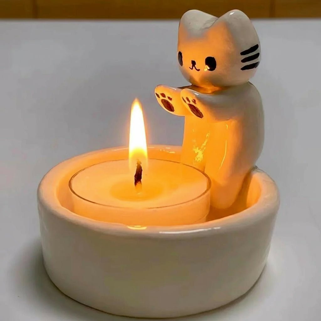 Cat - Shaped Aromatherapy Candle Holder – Creative Ceramic Candlestick for Home Decor - Kyrafy