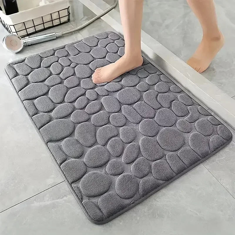 Cobblestone Memory Foam Bath Mat – Non - Slip, Water - Absorbent & Soft Bathroom Rug - Kyrafy