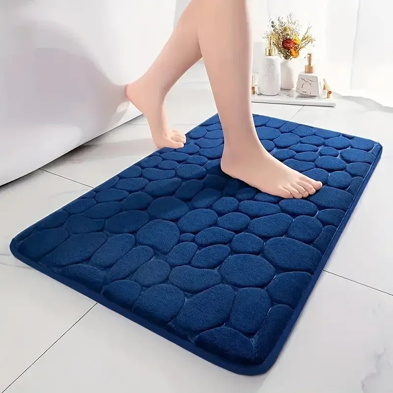 Cobblestone Memory Foam Bath Mat – Non - Slip, Water - Absorbent & Soft Bathroom Rug - Kyrafy