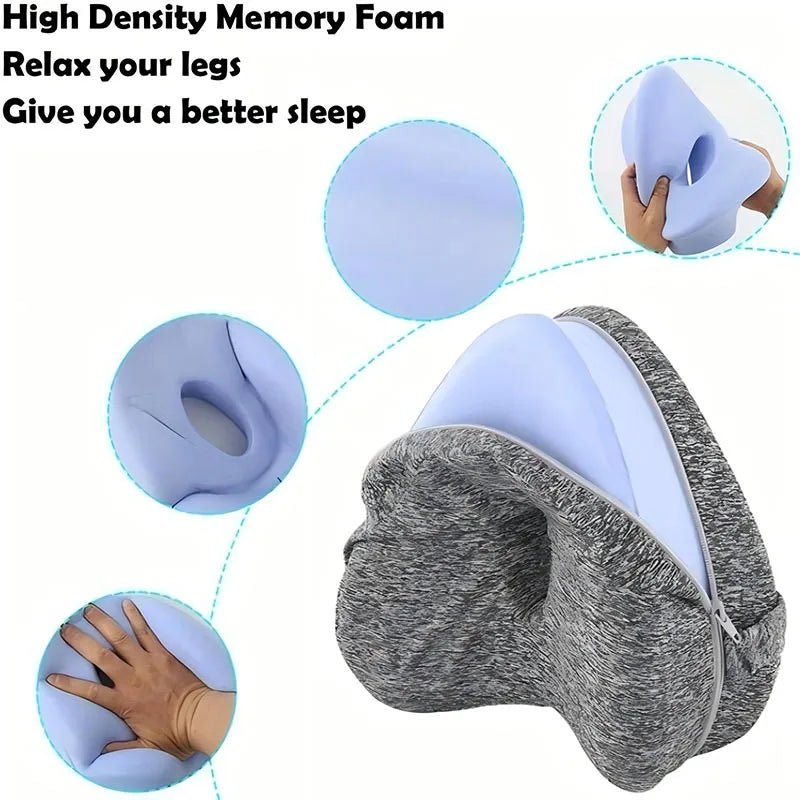 Ergonomic Heart - Shaped Memory Foam Knee Pillow for Side Sleepers – Bamboo Cover & Elastic Strap - Kyrafy