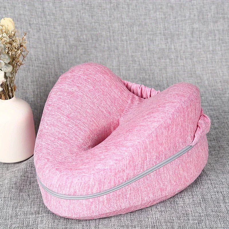 Ergonomic Heart - Shaped Memory Foam Knee Pillow for Side Sleepers – Bamboo Cover & Elastic Strap - Kyrafy