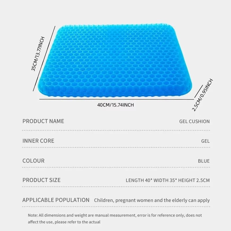 Gel Seat Cushion for Tailbone Pain Relief – Breathable Honeycomb Design & Posture Support - Kyrafy