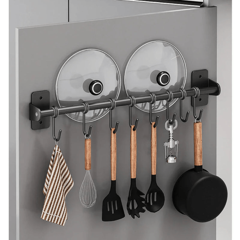 Kitchen Space Saving Hook Rack | Modern Steel Utensil Organizer - Kyrafy
