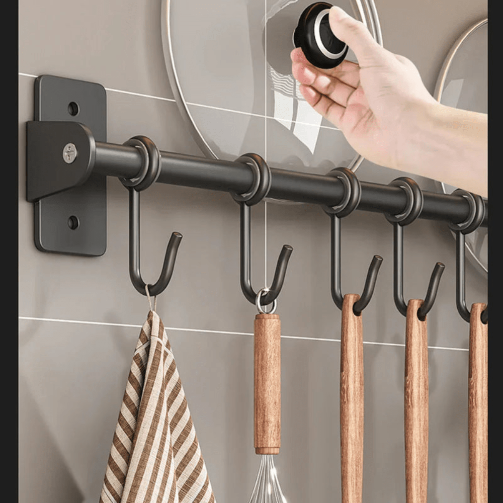 Kitchen Space Saving Hook Rack | Modern Steel Utensil Organizer - Kyrafy