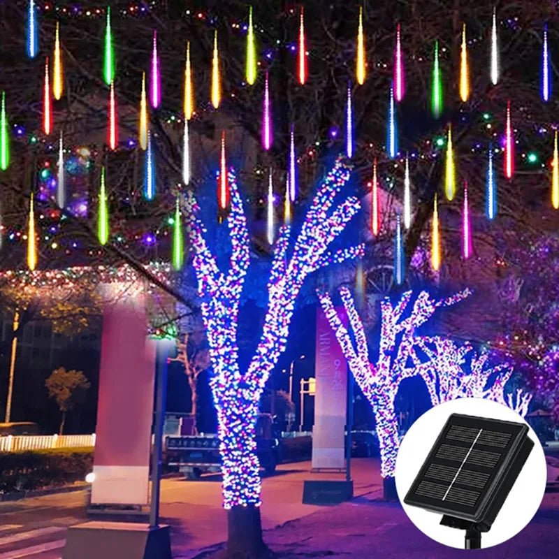 Meteor Shower Solar String Lights – Waterproof LED Outdoor Garden Decoration - Kyrafy